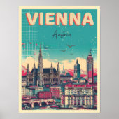 Retro Wenen stad Oostenrijk skyline geschenken Poster (Voorkant)