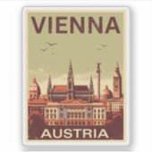 Retro Wenen stad Oostenrijk skyline geschenken Sticker (Voorkant)