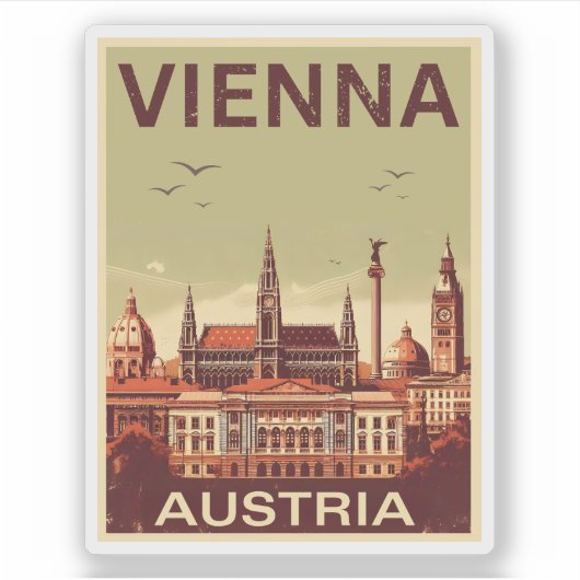 Retro Wenen stad Oostenrijk skyline geschenken Sticker (Voorkant)
