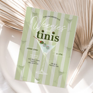 Retro Wenies en Tinis Bachelorette Kaart