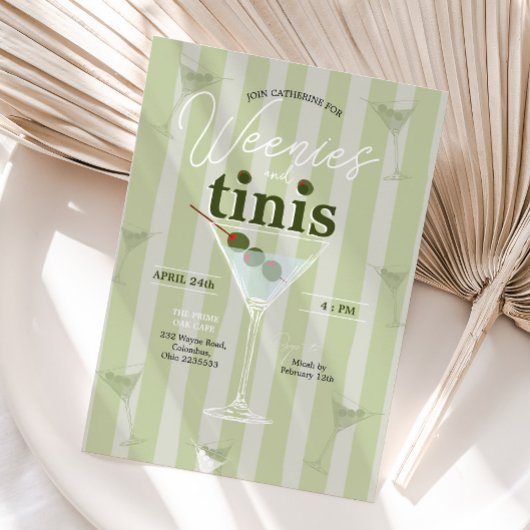 Retro Wenies en Tinis Bachelorette Kaart