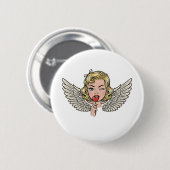 Retro Wenkende Engel: Retro Pop Art Hart Ronde Button 5,7 Cm (Voorkant /achterkant)