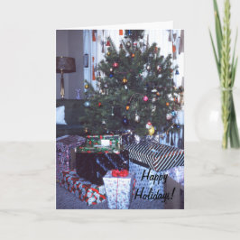 Retro-Wenskaart met kerstbomen Feestdagen Kaart