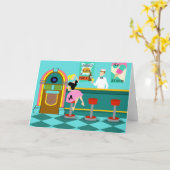 Retro Wenskaart van de Fontein van de Soda Kaart (Gele Bloem)