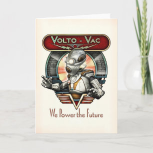 Retro Wenskaart van de Robot volto-Vac Kaart