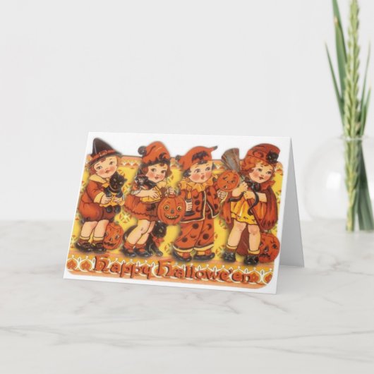 Retro Wenskaart van Halloween Kaart (Voorkant)