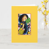 Retro Wenskaart van het Trick or treat van Kaart (Gele Bloem)