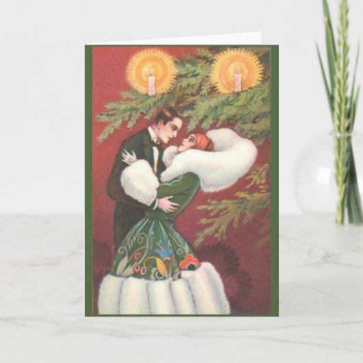 Retro Wenskaart van Kerstmis van Arto Deco Feestdagen Kaart (Voorkant)