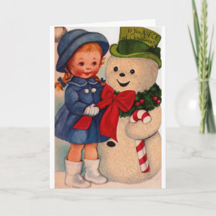 Retro Wenskaart van Kerstmis voor Nicht Feestdagen Kaart