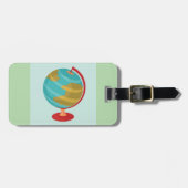 Retro Wereldbol Illustratie Aarde Kaart Bagagelabel (Voorkant horizontaal)