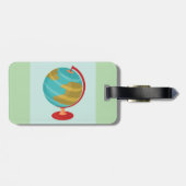 Retro Wereldbol Illustratie Aarde Kaart Bagagelabel (Achterkant horizontaal)