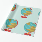 Retro Wereldbol Illustratie  Aarde Kaart Cadeaupapier (Uitgerold)