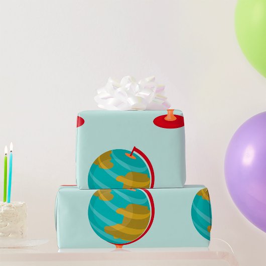 Retro Wereldbol Illustratie  Aarde Kaart Cadeaupapier