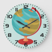 Retro Wereldbol Illustratie Aarde Kaart Grote Klok (Voorkant)