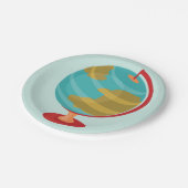 Retro Wereldbol Illustratie  Aarde Kaart Papieren Bordje (Gekanteld)