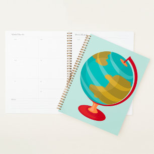 Retro Wereldbol Illustratie Aarde Kaart Planner
