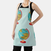 Retro Wereldbol Illustratie  Aarde Kaart Schort (Insitu)