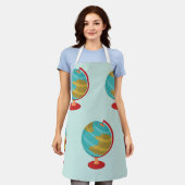 Retro Wereldbol Illustratie  Aarde Kaart Schort (Gedragen)