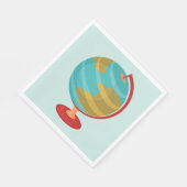 Retro Wereldbol Illustratie  Aarde Kaart Servet (Hoek)