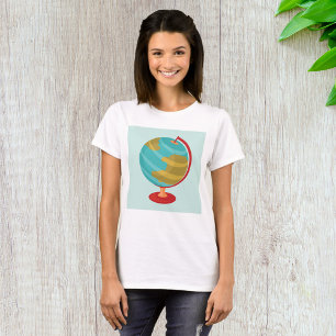 Retro Wereldbol Illustratie  Aarde Kaart T-shirt