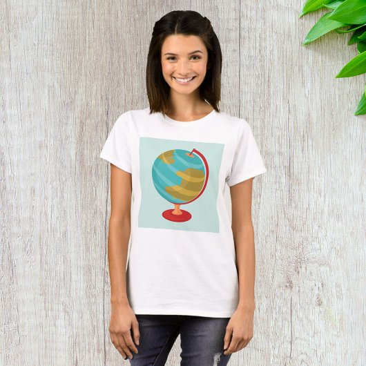 Retro Wereldbol Illustratie Aarde Kaart T-shirt