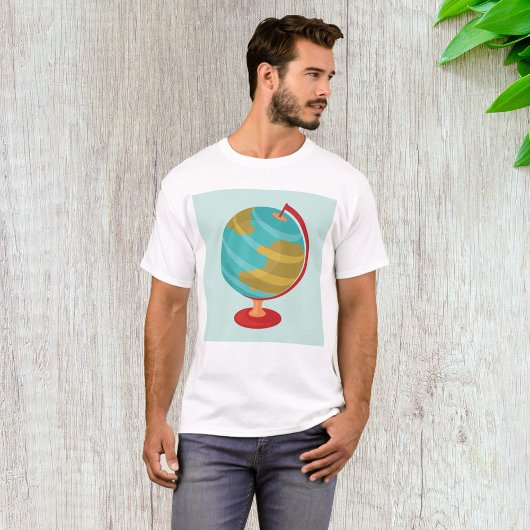 Retro Wereldbol Illustratie  Aarde Kaart T-shirt