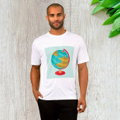 Retro Wereldbol Illustratie Aarde Kaart T-shirt