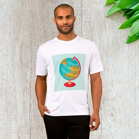 Retro Wereldbol Illustratie Aarde Kaart T-shirt