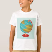 Retro Wereldbol Illustratie  Aarde Kaart T-shirt (Voorkant)