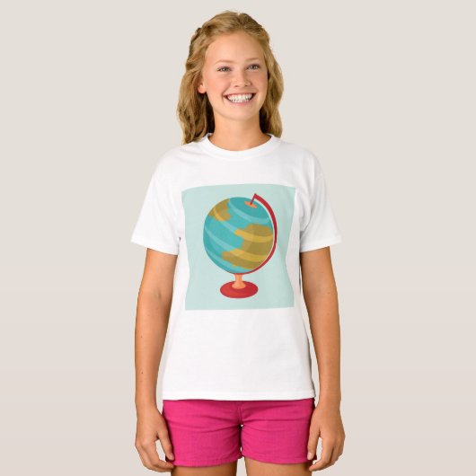 Retro Wereldbol Illustratie  Aarde Kaart T-shirt (Voorkant volledig)