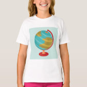 Retro Wereldbol Illustratie  Aarde Kaart T-shirt (Voorkant)