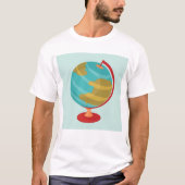 Retro Wereldbol Illustratie  Aarde Kaart T-shirt (Voorkant)