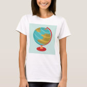 Retro Wereldbol Illustratie Aarde Kaart T-shirt (Voorkant)