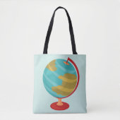 Retro Wereldbol Illustratie  Aarde Kaart Tote Bag (Voorkant)