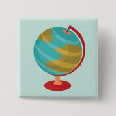Retro Wereldbol Illustratie  Aarde Kaart Vierkante Button 5,1 Cm (Voorkant)