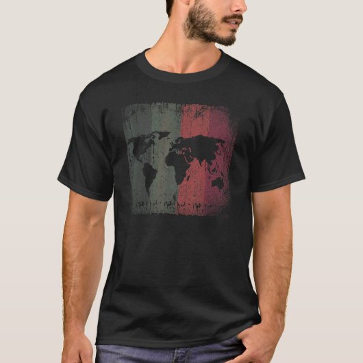 Retro-Wereldkaart 1 T-shirt (Voorkant)