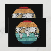 Retro-Wereldkaart Bedankkaart (Voorkant / Achterkant)