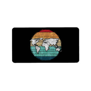 Retro-Wereldkaart Etiket