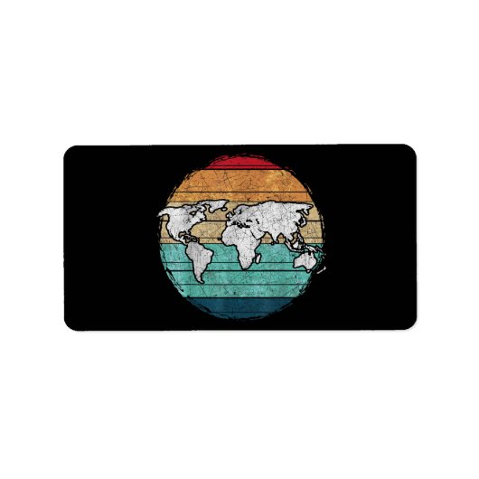Retro-Wereldkaart Etiket (Voorkant)