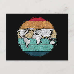 Retro-Wereldkaart Feestdagenkaart