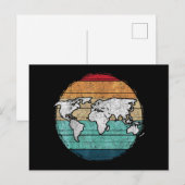 Retro-Wereldkaart Feestdagenkaart (Voorkant / Achterkant)