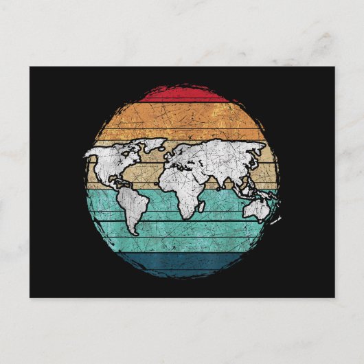 Retro-Wereldkaart Feestdagenkaart (Voorkant)