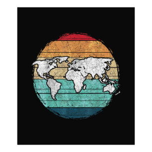 Retro-Wereldkaart Foto Afdruk