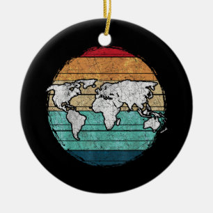 Retro-Wereldkaart Keramisch Ornament