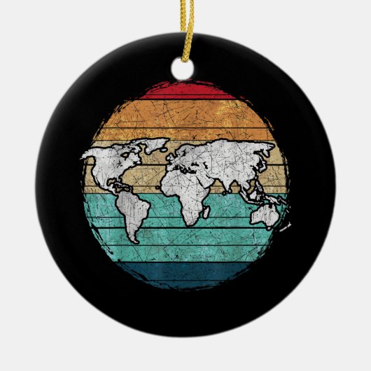 Retro-Wereldkaart Keramisch Ornament (Voorkant)