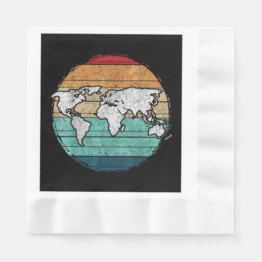 Retro-Wereldkaart Servet (Voorkant)