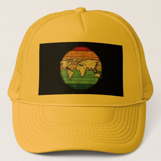 Retro-Wereldkaart Trucker Pet (Voorkant)