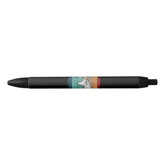 Retro-Wereldkaart Zwarte Inkt Pen (Voorkant)