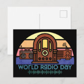 Retro Wereldradiodag Briefkaart (Voorkant / Achterkant)