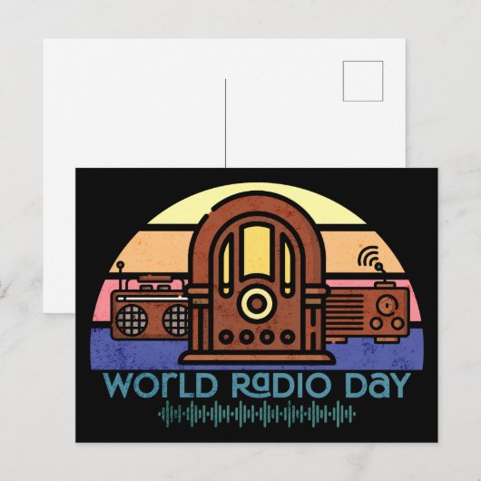 Retro Wereldradiodag Briefkaart (Voorkant / Achterkant)